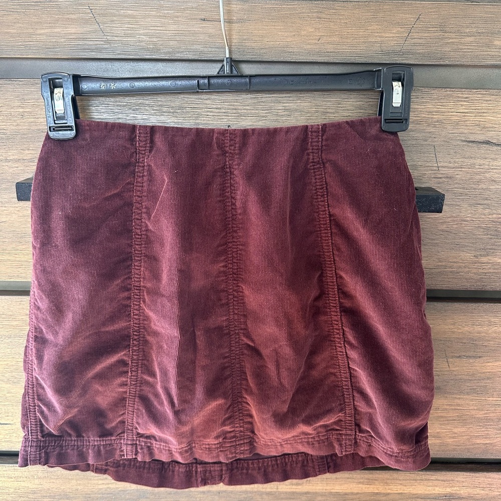 Free People Burgundy Corduroy Mini Skirt